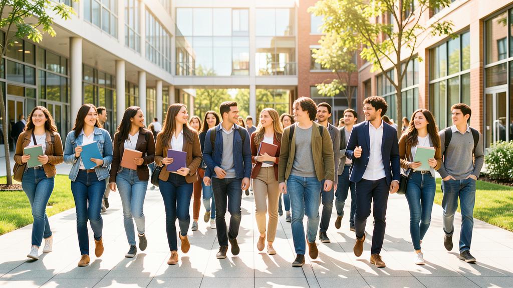 Students walking together on a university campus