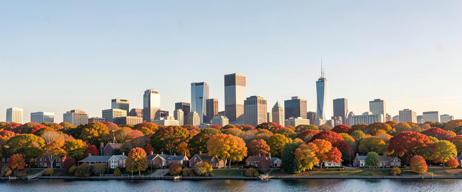 City skyline with autumn trees representing opportunities in North America