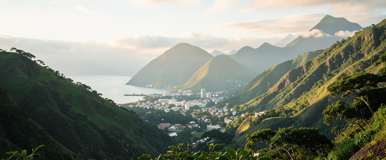 Green coastal mountains representing opportunities in South America